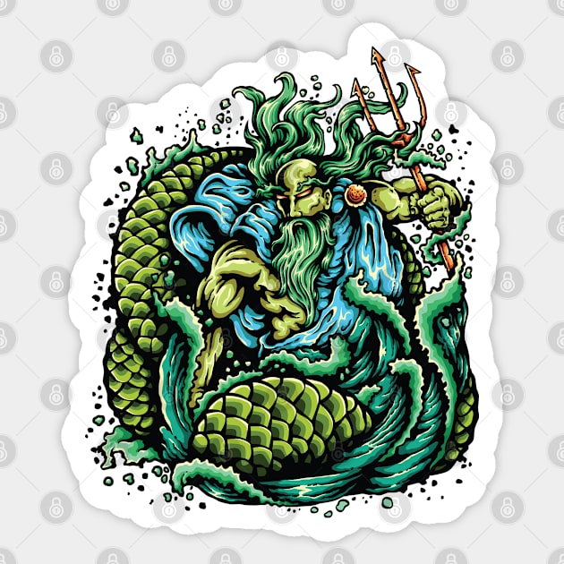 Poseidon Greek God Lord Of The Sea Sticker by meowstudio